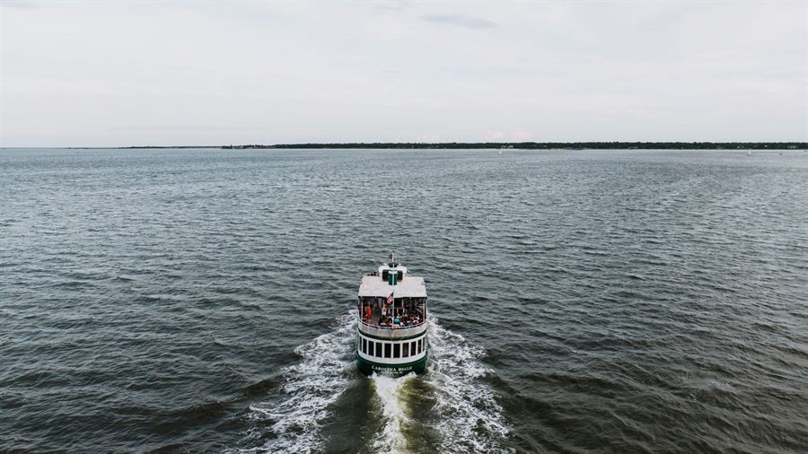 Tour boat crossing Charleston Harbor